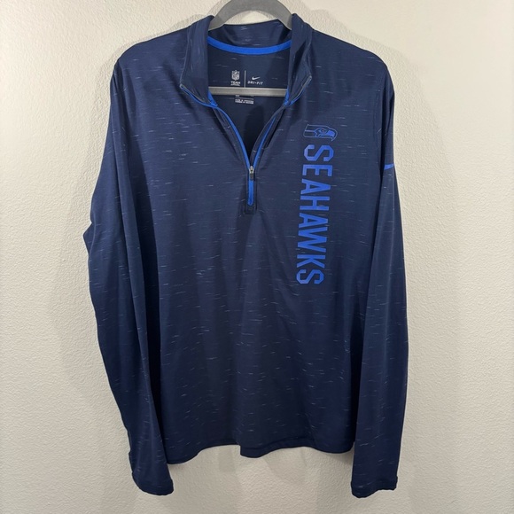 Seattle Seahawks Nike Dri-Fit Dark Blue Fitted Long Sleeve Active NFL Team XXL - Picture 1 of 14